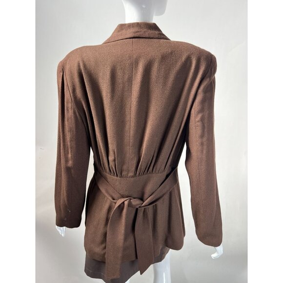 Vintage Express Womens Brown Rayon Blazer Jacket Size 7/8 With Belted Waist & Bu - Picture 14 of 16